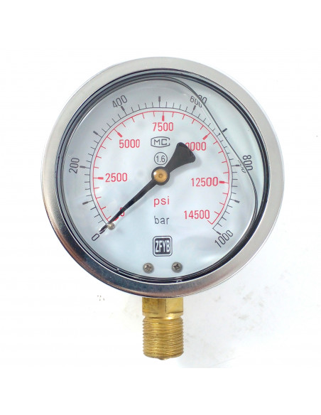 Manometro p/circuito hidr 14500PSI 100mm diam/rosca M20x1.5