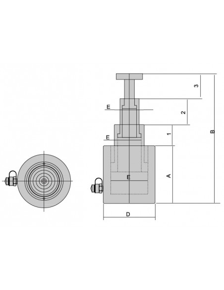 Cilindro telesc. hidraul.10 TN (3 tramos 715 mm extend.)