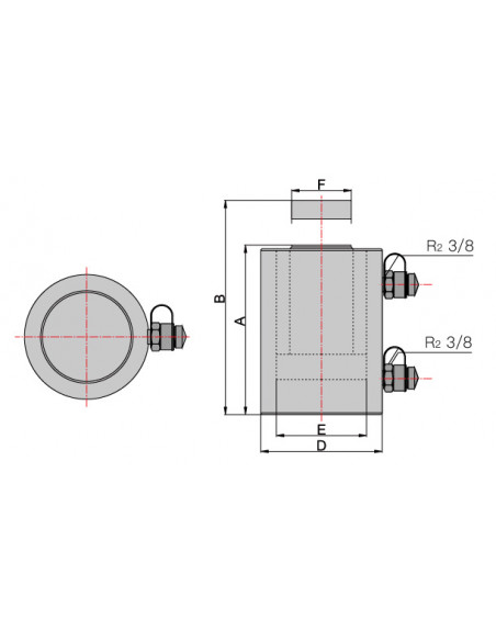 Pastilla/cilindro hidrau 20TN doble accion (recorr.250mm)
